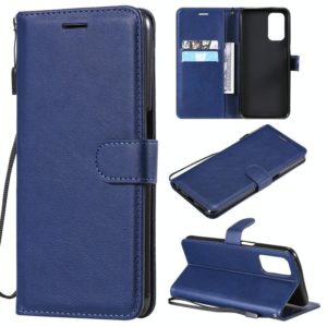 For OPPO A93 5G / A54 5G / A74 5G Solid Color Horizontal Flip Protective Leather Case with Holder & Card Slots & Wallet & Photo Frame & Lanyard(Blue) (OEM)