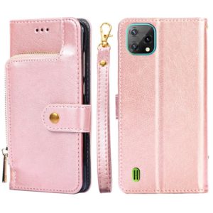 For Blackview A55 Zipper Bag Leather Phone Case(Rose Gold) (OEM)