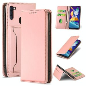 For Samsung Galaxy M11 Strong Magnetism Liquid Feel Horizontal Flip Leather Case with Holder & Card Slots & Wallet(Rose Gold) (OEM)