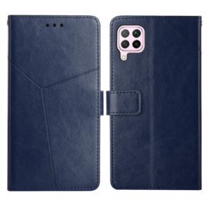 For Huawei P40 Lite Y Stitching Horizontal Flip Leather Phone Case with Holder & Card Slots & Wallet & Photo Frame(Blue) (OEM)