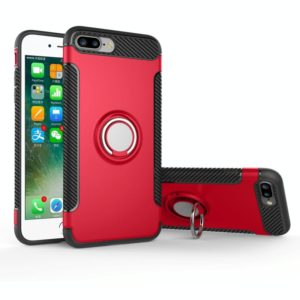 For iPhone 8 Plus & 7 Plus Magnetic 360 Degree Rotation Ring Armor Protective Case(Red) (OEM)