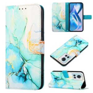 For OnePlus Ace Marble Pattern Flip Leather Phone Case(Green LS003) (OEM)