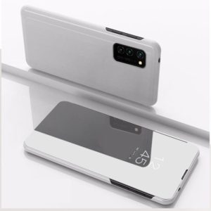 For Samsung Galaxy A32 4G Plated Mirror Horizontal Flip Leather Case with Holder(Silver) (OEM)