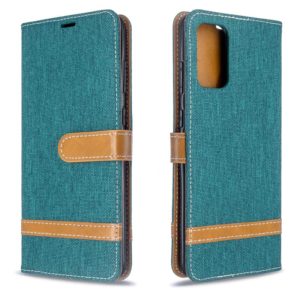 For Galaxy S20 Ultra Color Matching Denim Texture Horizontal Flip PU Leather Case with Holder & Card Slots & Wallet & Lanyard(Green) (OEM)