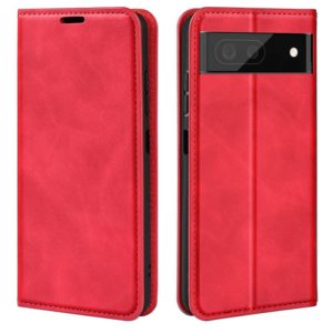 For Google Pixel 7 Retro-skin Magnetic Suction Leather Phone Case(Red) (OEM)