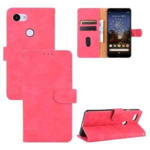 For Google Pixel 3a XL Solid Color Skin Feel Magnetic Buckle Horizontal Flip Calf Texture PU Leather Case with Holder & Card Slots & Wallet(Rose Red) (OEM)