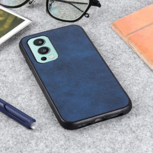 For OnePlus Nord 2 5G Two-color Cowhide Texture PU Shockproof Protective Case(Blue) (OEM)