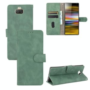 For Sony Xperia 10 Plus Solid Color Skin Feel Magnetic Buckle Horizontal Flip Calf Texture PU Leather Case with Holder & Card Slots & Wallet(Green) (OEM)
