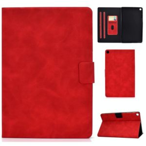 For Samsung Galaxy Tab A 10.1 (2019) T510/T515 Cowhide Texture Horizontal Flip Leather Case with Holder & Card Slots(Red) (OEM)