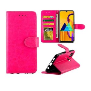 For Galaxy M30s Crazy Horse Texture Leather Horizontal Flip Protective Case with Holder & Card Slots & Wallet & Photo Frame(Magenta) (OEM)