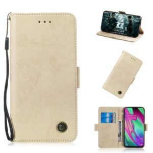 For Galaxy A40 Retro Horizontal Flip PU Leather Case with Card Slots & Holder(Gold) (OEM)