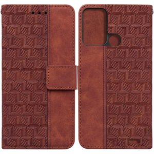 For ZTE Blade A52 Geometric Embossed Leather Phone Case(Brown) (OEM)