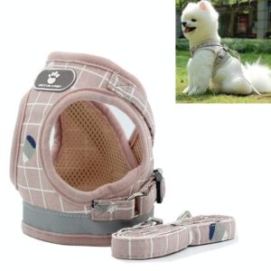 Reflective & Breathable Vest Traction Rope Pet Chest Leash, Size:XL(Pink Grid) (OEM)