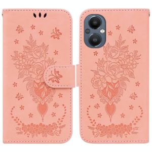 For OnePlus Nord N20 5G Butterfly Rose Embossed Leather Phone Case(Pink) (OEM)