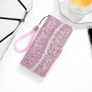 For Samsung Galaxy S21 5G Glitter Powder Horizontal Flip Leather Case with Card Slots & Holder & Lanyard(Pink) (OEM)