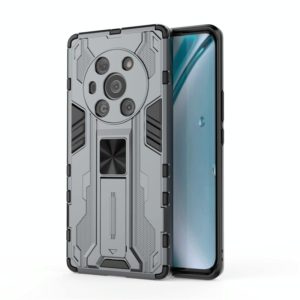 For Honor Magic3 Leather Version Supersonic PC + TPU Shock-proof Protective Case with Holder(Grey) (OEM)