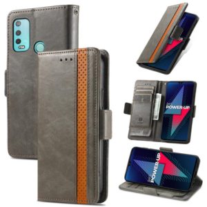 For Wiko Power U30 CaseNeo Splicing Dual Magnetic Buckle Leather Case with Holder & Card Slots & Wallet(Grey) (OEM)
