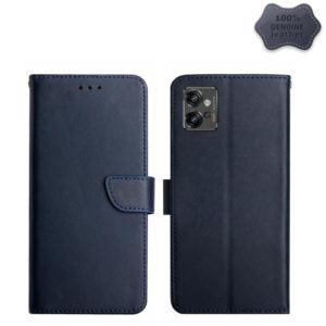 For Motorola Moto G32 Genuine Leather Fingerprint-proof Horizontal Flip Phone Case(Blue) (OEM)
