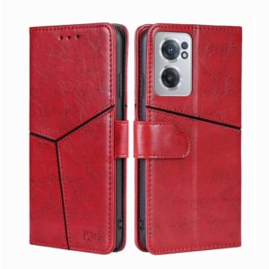 For OnePlus Nord CE 2 5G Geometric Stitching Horizontal Flip TPU + PU Leather Phone Case(Red) (OEM)
