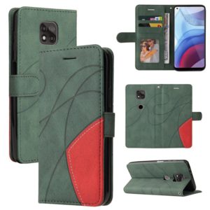 For Motorola Moto G Power 2021 Dual-color Splicing Horizontal Flip PU Leather Case with Holder & Card Slots & Wallet(Green) (OEM)