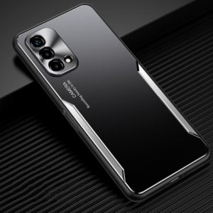 For OPPO A93 5G Blade Series TPU Frame + Titanium Alloy Sand Blasting Technology Backplane + Color Aluminum Alloy Decorative Edge Mobile Phone Protective Shell(Black + Silver) (OEM)