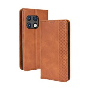 For OnePlus 10 Pro 5G Magnetic Buckle Retro Texture Leather Phone Case(Brown) (OEM)