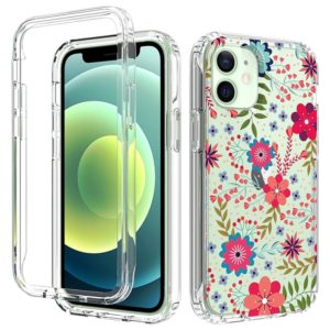 For iPhone 12 mini 2 in 1 High Transparent Painted Shockproof PC + TPU Protective Case (Small Floral) (OEM)