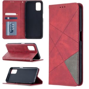 For Oppo A72 / A52 / A92 Rhombus Texture Horizontal Flip Magnetic Leather Case with Holder & Card Slots(Red) (OEM)