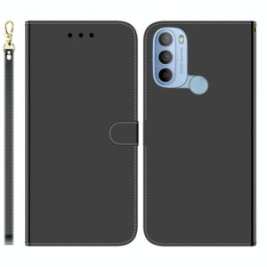 For Motorola Moto G31 4G Brazil Version with Fingerprint Imitated Mirror Surface Horizontal Flip Leather Phone Case(Black) (OEM)