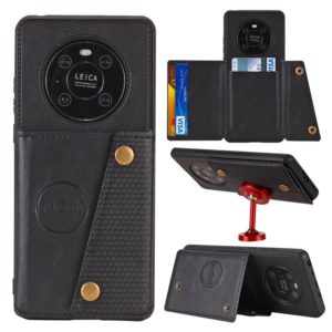 For Huawei Mate 40 Pro Double Buckle PU + TPU Shockproof Magnetic Protective Case with Card Slot & Holder(Black) (OEM)