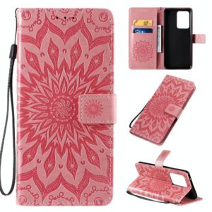 For Galaxy S20 Ultra Sun Print Horizontal Flip Protective Case with Holder & Card Slots & Wallet(Pink) (OEM)