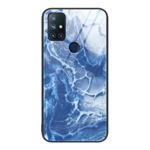 For OnePlus Nord N10 5G Marble Pattern Glass Protective Phone Case(Blue Ocean) (OEM)