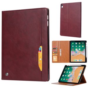 Knead Skin Texture Horizontal Flip Leather Case for iPad Pro 12.9 inch 2022/2021/2020/2018, with Photo Frame & Holder & Card Slots & Wallet & Pen Slot (Wine Red) (OEM)