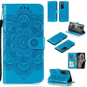 For Huawei nova 7 Mandala Embossing Pattern Horizontal Flip PU Leather Case with Holder & Card Slots & Walle & Lanyard(Blue) (OEM)