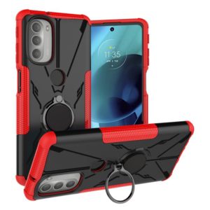 For Motorola Moto G51 5G Armor Bear Shockproof PC + TPU Phone Protective Case with Ring Holder(Red) (OEM)