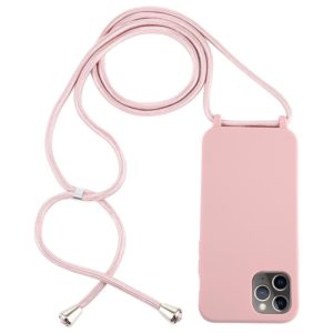 For iPhone 12 Pro Max Candy Colors TPU Protective Case with Lanyard(Rose Gold) (OEM)