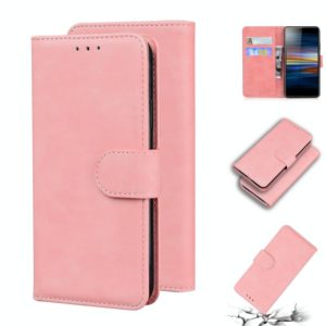 For Sony Xperia L3 Skin Feel Pure Color Flip Leather Phone Case(Pink) (OEM)