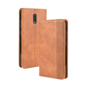 For Nokia 2.3 Magnetic Buckle Retro Crazy Horse Texture Horizontal Flip Leather Case with Holder & Card Slots & Photo Frame(Brown) (OEM)