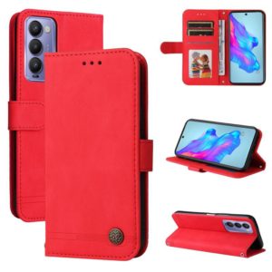 For Tecno Camon 18 / 18 Pro Skin Feel Life Tree Metal Button Leather Phone Case(Red) (OEM)