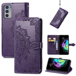 For Motorola Edge 20 Mandala Embossing Pattern Horizontal Flip Leather Case with Holder & Card Slots & Wallet & Lanyard(Purple) (OEM)