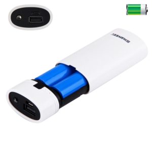 HAWEEL DIY 2x 18650 Battery (Not Included) 5600mAh Power Bank Shell Box with USB Output & Indicator(White) (HAWEEL) (OEM)