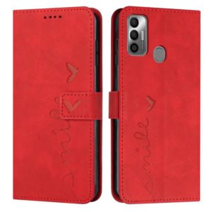 For Tecno Spark 7T/Spark 7 Skin Feel Heart Pattern Leather Phone Case(Red) (OEM)