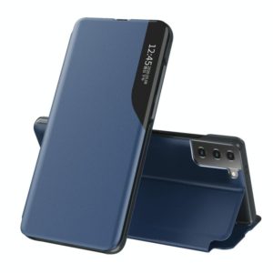 For Samsung Galaxy S21 5G Attraction Flip Holder Leather Phone Case(Blue) (OEM)