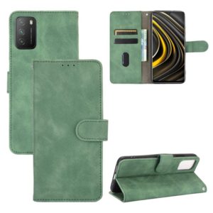 For Xiaomi Poco M3 Solid Color Skin Feel Magnetic Buckle Horizontal Flip Calf Texture PU Leather Case with Holder & Card Slots & Wallet(Green) (OEM)