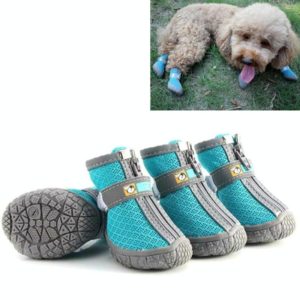 4 PCS / Set Breathable Non-slip Wear-resistant Dog Shoes Pet Supplies, Size: 3.8x4.3cm(Lake Blue) (OEM)