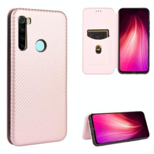 For Xiaomi Redmi Note 8T Carbon Fiber Texture Horizontal Flip TPU + PC + PU Leather Case with Card Slot(Pink) (OEM)