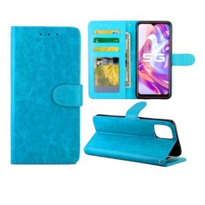 For vivo Y31S/Y52S/IQOO U3 5G Crazy Horse Texture Leather Horizontal Flip Protective Case with Holder & Card Slots & Wallet & Photo Frame(Baby Blue) (OEM)