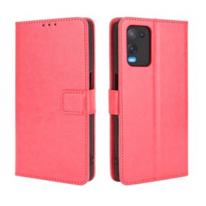 For OPPO A54 4G Retro Crazy Horse Texture Horizontal Flip Leather Case with Holder & Card Slots & Lanyard(Red) (OEM)