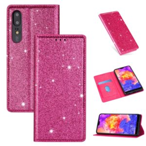 For Huawei P20 Pro Ultrathin Glitter Magnetic Horizontal Flip Leather Case with Holder & Card Slots(Rose Red) (OEM)