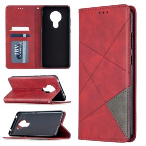 For Nokia 5.3 Rhombus Texture Horizontal Flip Magnetic Leather Case with Holder & Card Slots & Wallet(Red) (OEM)